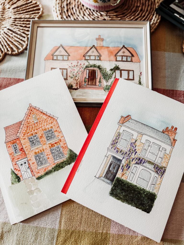 A Little Painted Hello custom house portrait — original watercolour painting of a UK home


